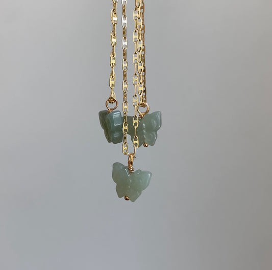 "I Am Lucky" Jade Butterfly Necklace